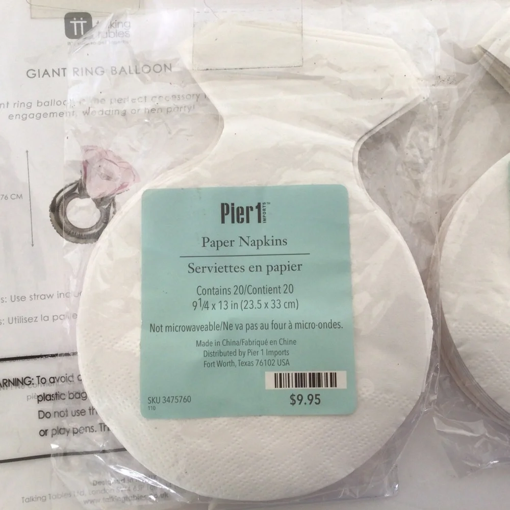 PIER ONE BRIDAL SHOWER WEDDING RING DECORATIONS NWT